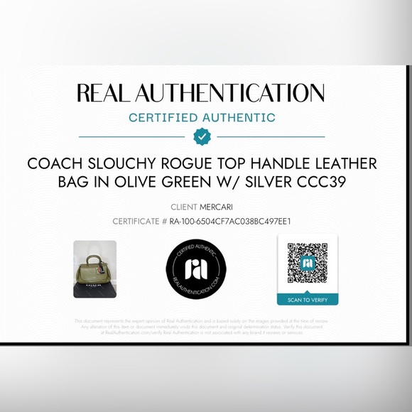 Coach Slouchy Rogue Top Handle Bag in Olive Green & Silver CCC39 Authenticated - Picture 13 of 13